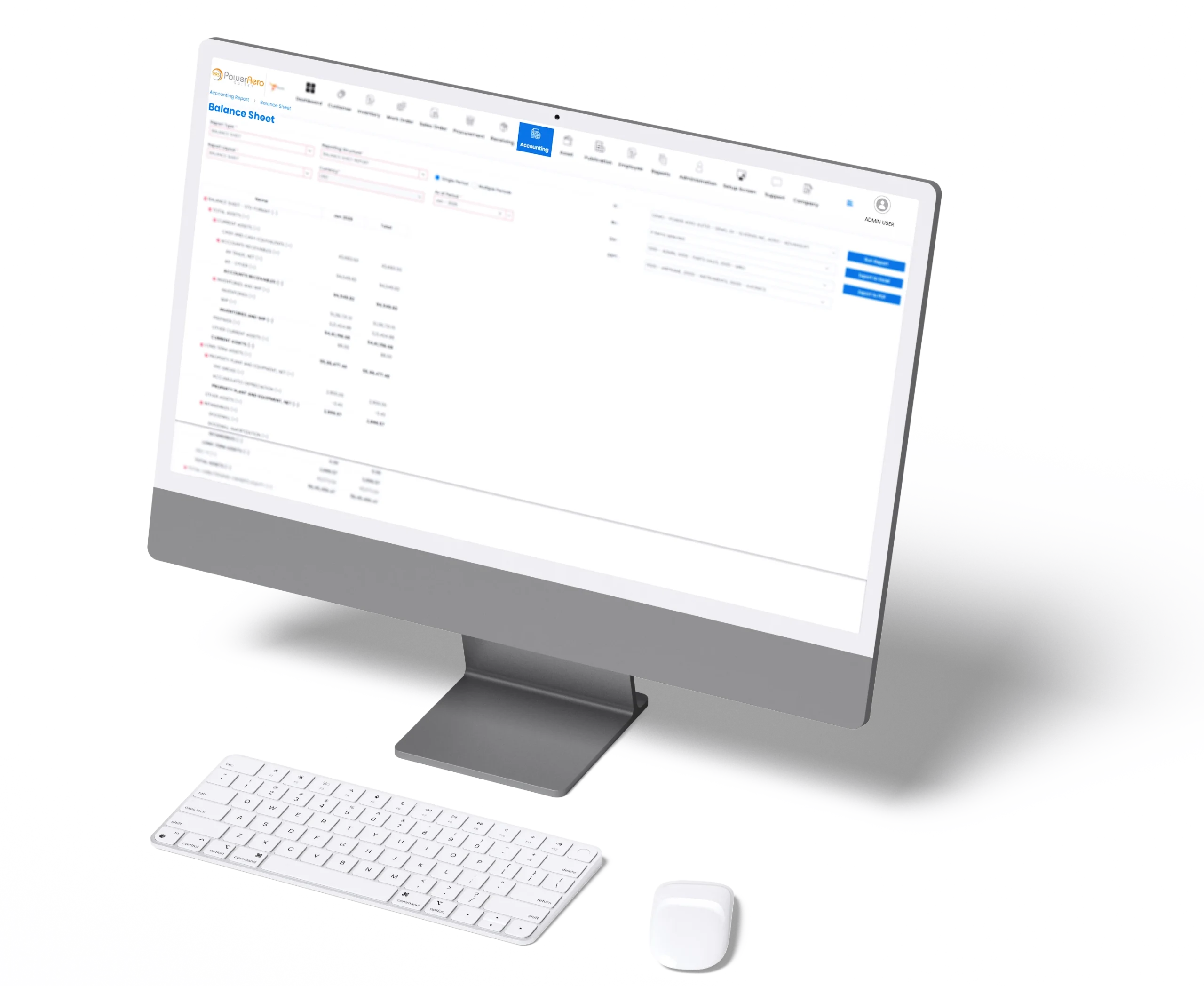 Aviation accounting ERP dashboard