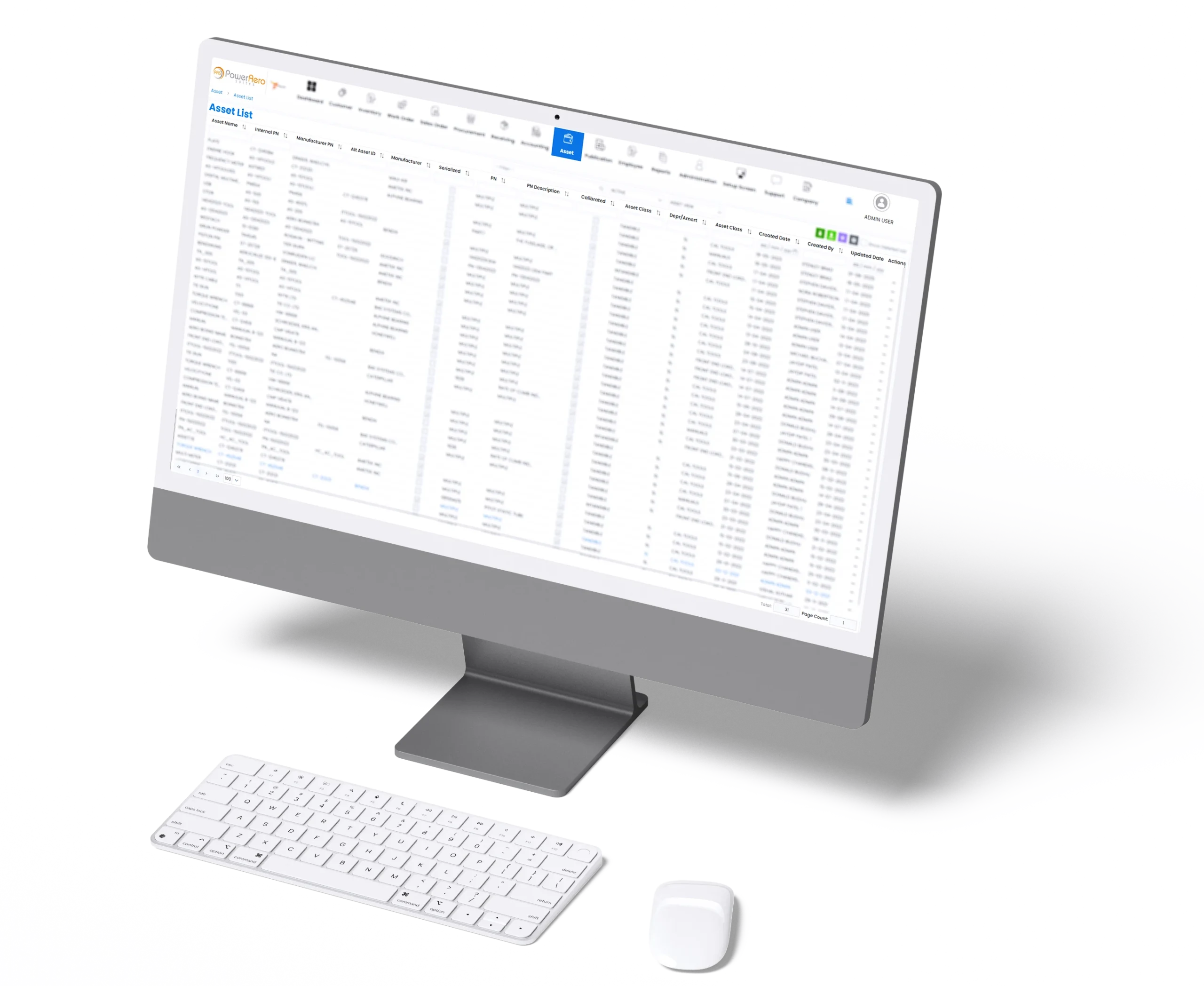 Aviation asset management ERP dashboard