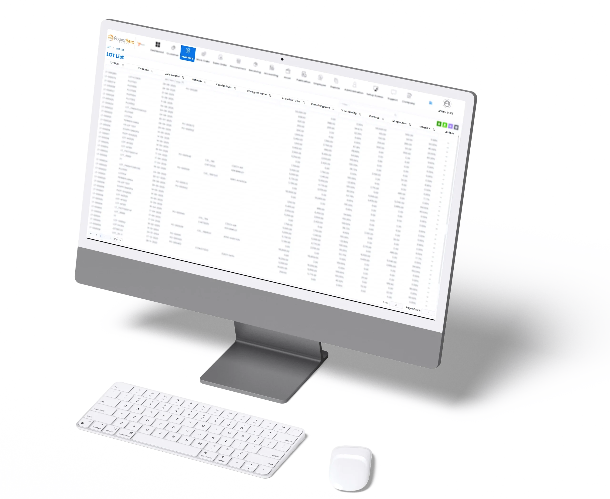 Aviation LOT management ERP dashboard
